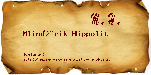 Mlinárik Hippolit névjegykártya